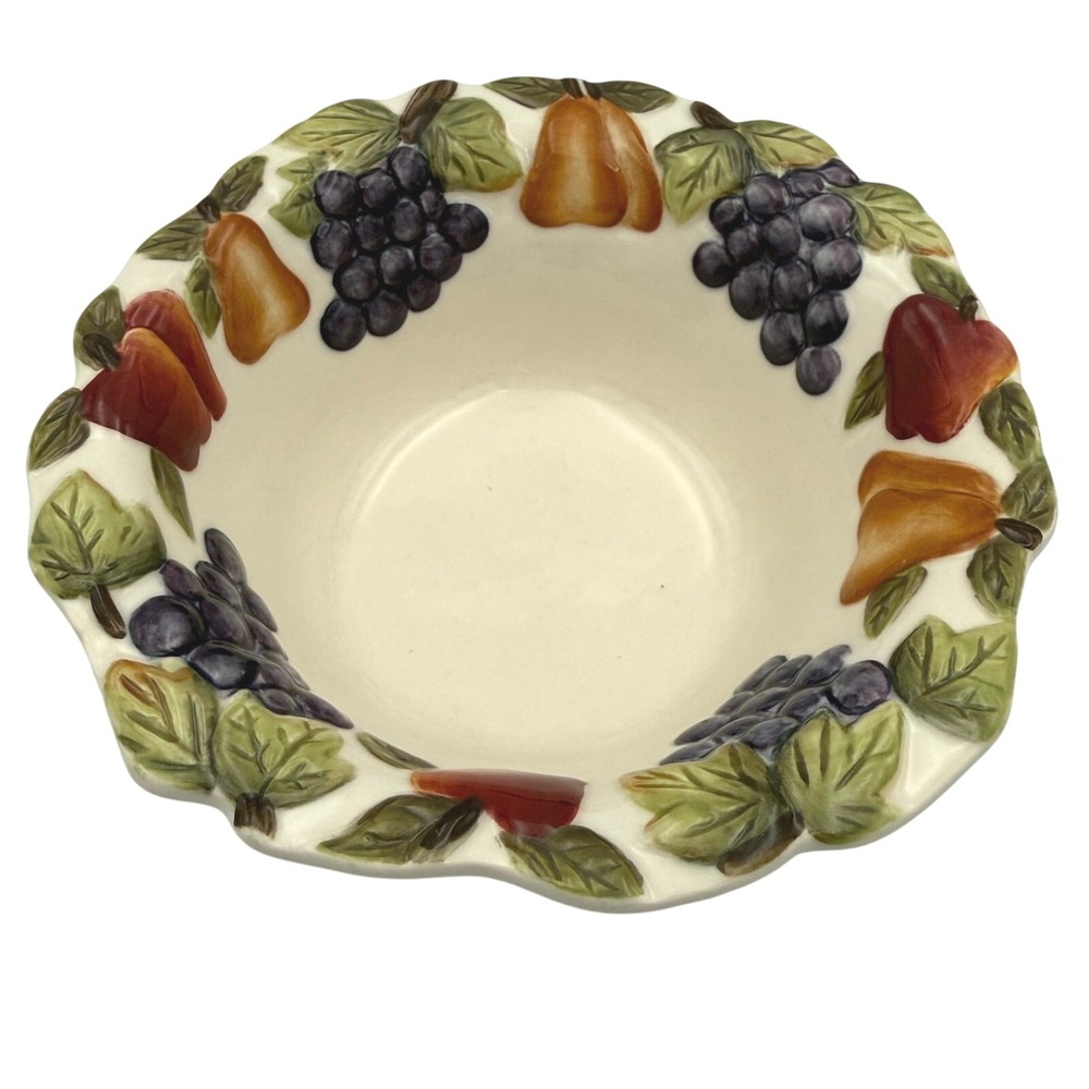 Sonoma Villa Cereal Bowl Home Interiors Cream Fruit Handpainted Scalloped Rim